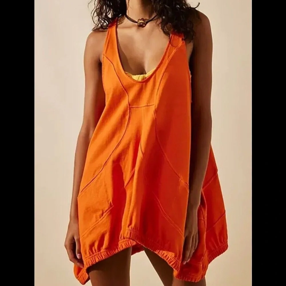 Free People large Beach Cory orange tunic top - Picture 13 of 13